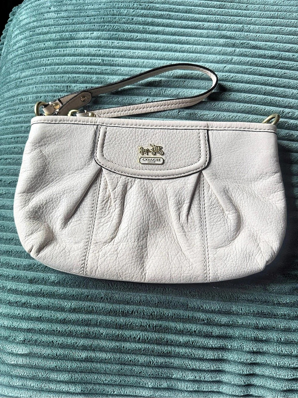 Coach Leather Wristlet in White